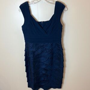 🌷SPRING Adrianna Papell Deep Blue Layered Mini Dress | 8P